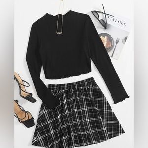 Black and white plaid skirt